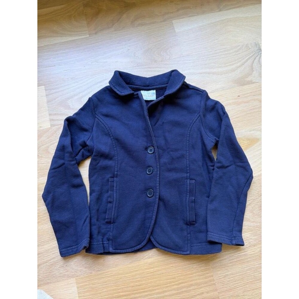 Hanna Andersson girls navy blue cotton blazer jacket size 120 6 - 7